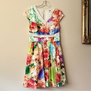 Beige by eci Colorful Floral Kids Dress